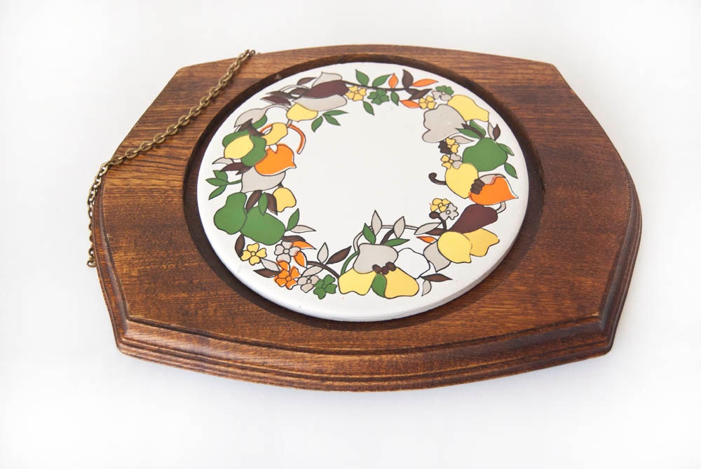 Cheese Tray Wood with Ceramic Trivet