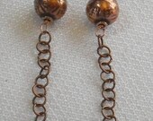 Antiqued Copper Wire Wrapped Dangle Earrings Handmade Chain by Chad, Hill Tribes Hand Hammered Antiqued Beads FREE SHIPPING
