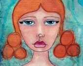 Colorful Peaceful Decor, 12" x 18" Whimsical Mixed Media Art Print, Hanukah Art, Blue Green Turqoise, Wall Art - "Be the Gift"