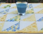 Kitchen Accessory, Dining ,Candle Mat, Handmade, Table Topper, Quilted, Yellows