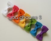 Mini Tuxedo Hairbows, Set of 6, Basic Hairbows, You Choose Color, Miniature Bow Tie Hairbows, 2 Inch, Pigtails, Toddler Size, Petite