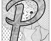 Letter P Monogram / / Art Print / / 8 x 10