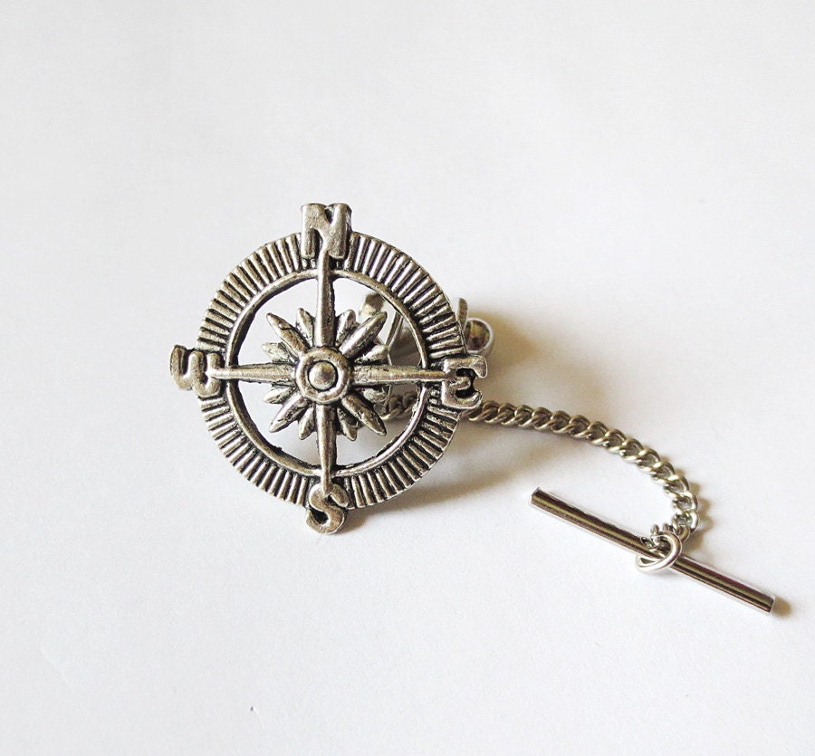 Men's Accessories Popular Gifts----Compass Tie Tack/Tie Pin--Valentine's Gift.Groomsmen Gift.Father's Day gift