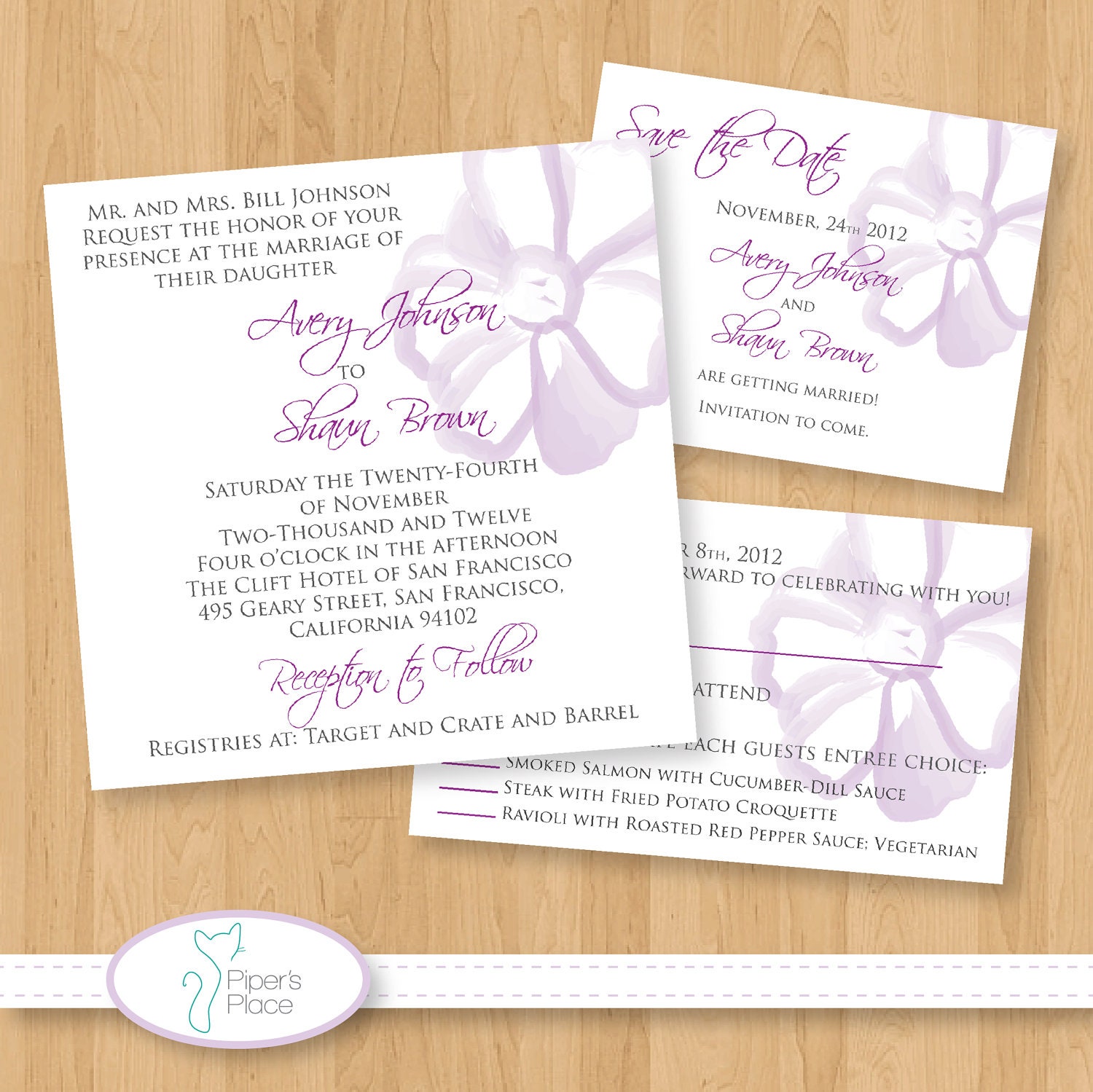 Floral Wedding Invitation and Save the Date Package