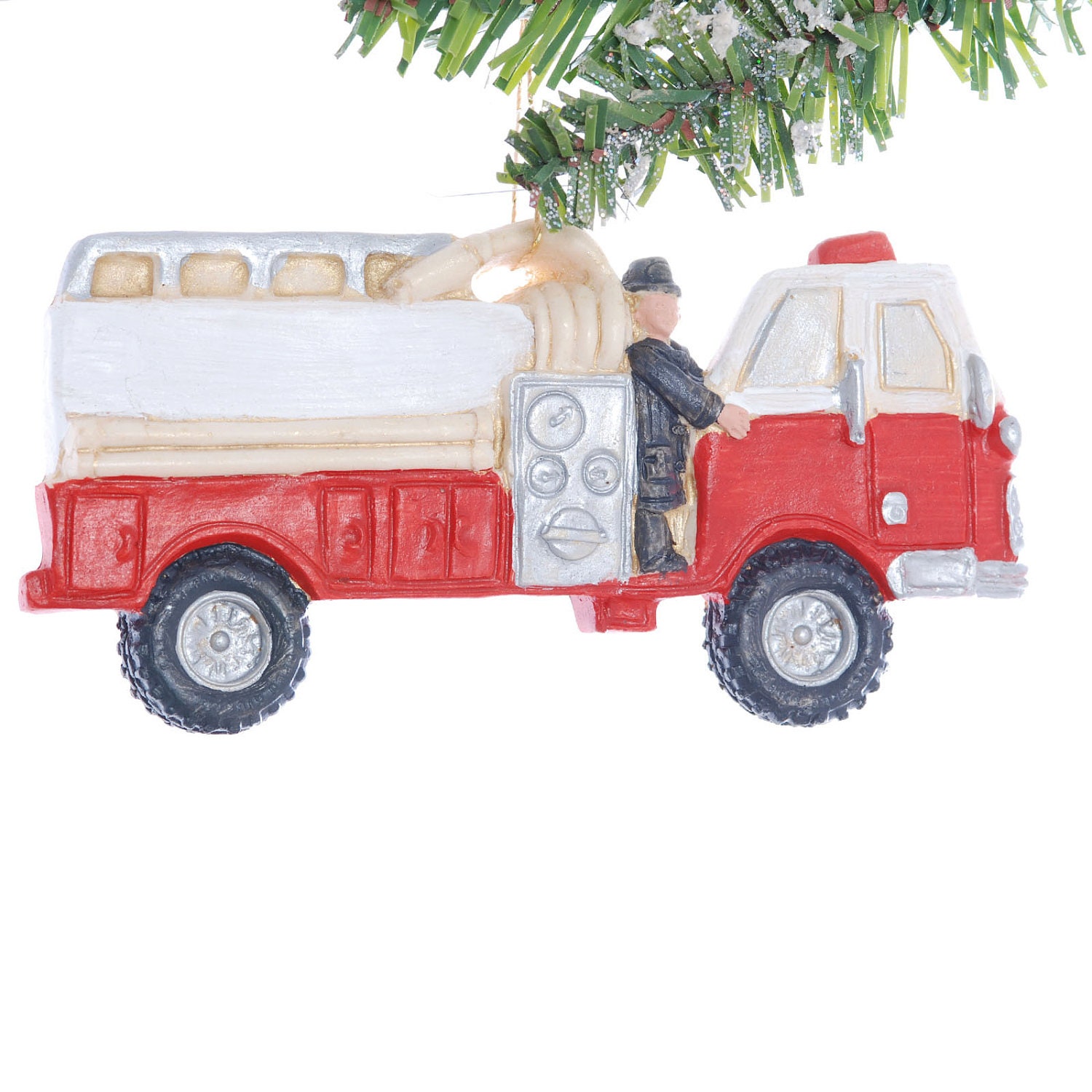 Personalized Fire Truck Christmas Ornament - Red firetruck ornament personalized free