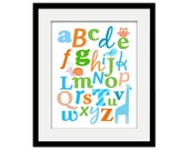 Alphabet Nursery Art Print Wall Art Poster for Baby or Kids Room - 8 x 10 - Typography Custom Colors Nursery Decor, Kids Decor, ABC Print