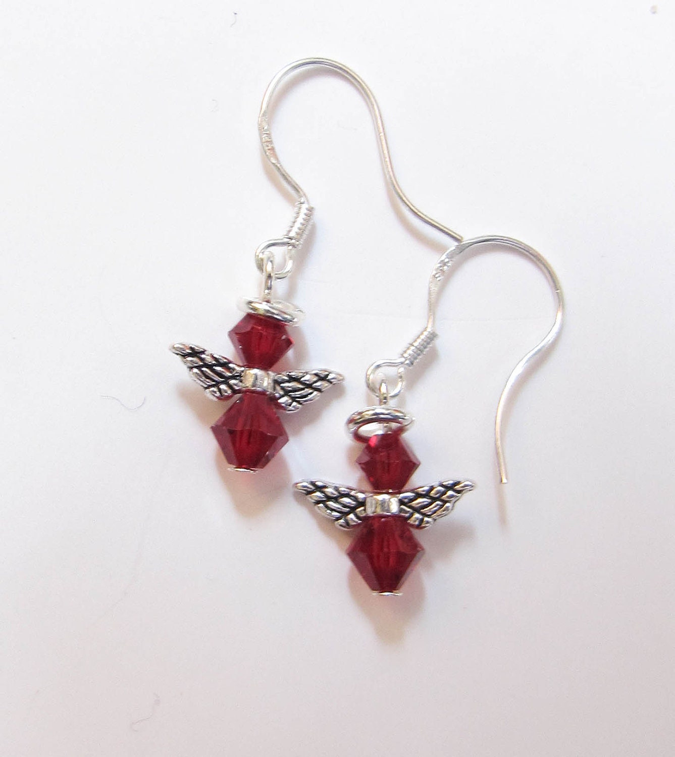 Girl's Angel Earrings Christmas Earrings Red Swarovski Crystal - EvaLineJewelry