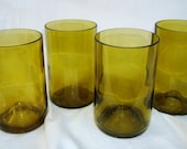 Wine bottle tumblers in Yellow Green Chardonnay by Garden Daisies Studio