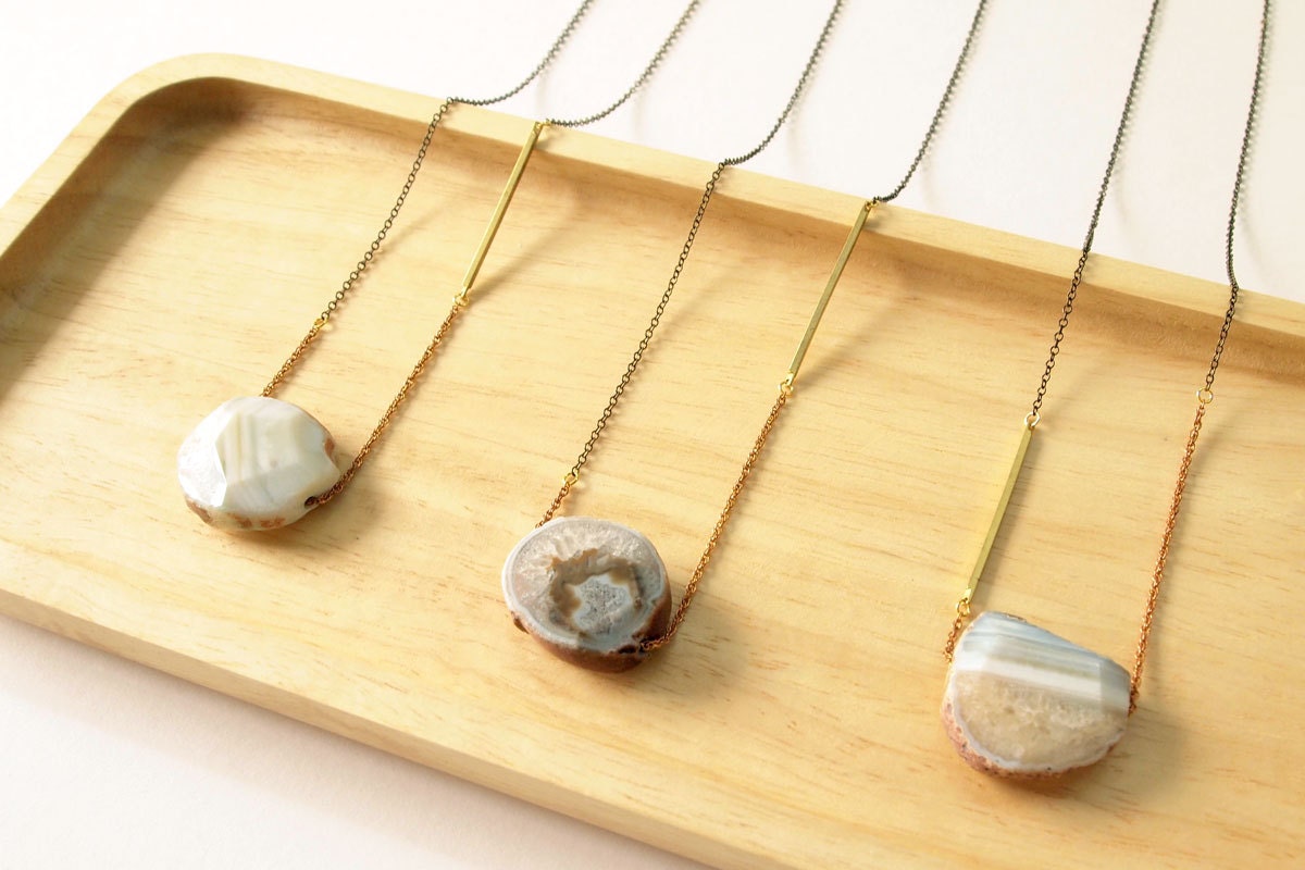 NEW Statement Necklace : Spring Fashion - Raw White Agate Necklace, gifts for her