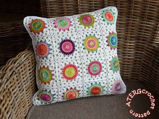 Crochet pattern circles in granny square by ATERGcrochet included pillow cover and placemat and afghan