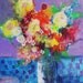 Small Abstract Floral Painting on Canvas Colorful "Summer Blooms"