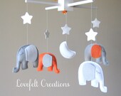 Elephant Mobile - Baby Mobile  - Neutral Mobile - You can pick your colors :)