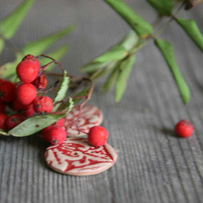 Ceramic handmade red Buttons