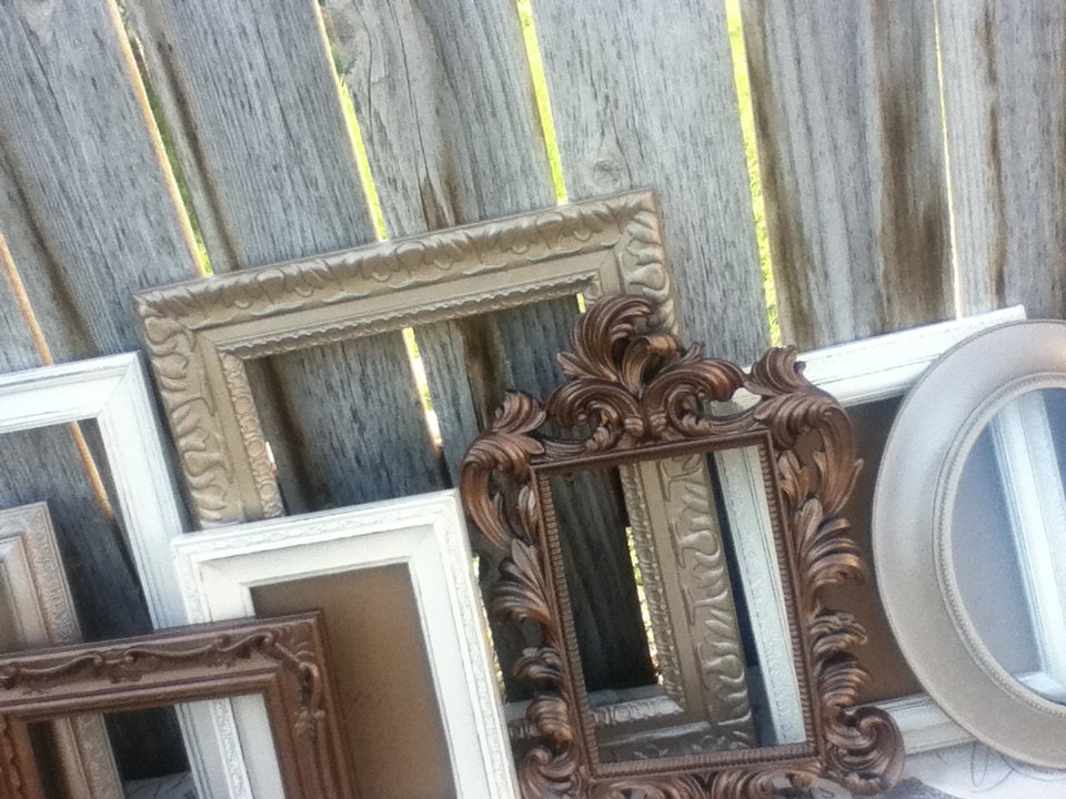 Ornate PICTURE FRAMES - Set of 10 - Rustic Romantic Colors - Glass and Backing