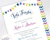 Let's Fiesta Couples Bridal Shower Invitation - blue, pink, green, yellow - Custom Bridal Shower Invite - DEPOSIT or digital delivery option Il_170x135