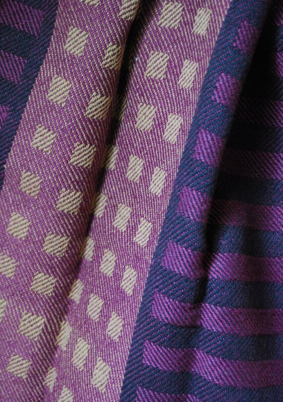 Tea Towel- Squares & Stripes Handwoven Cotton/Linen- Eggplant