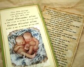 Twin Birth Announcement, Vintage Photo Baby Announcement, Boy and Girl, Neutral Green, Antique Book page Winnie the Pooh, Peter Rabbit