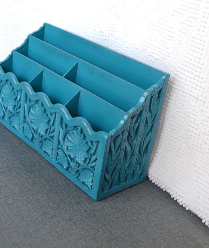 You CHOOSE Color....Vintage Desk Organizer Upcycled Ornate Office Study Computer desk Decor Peacock Blue