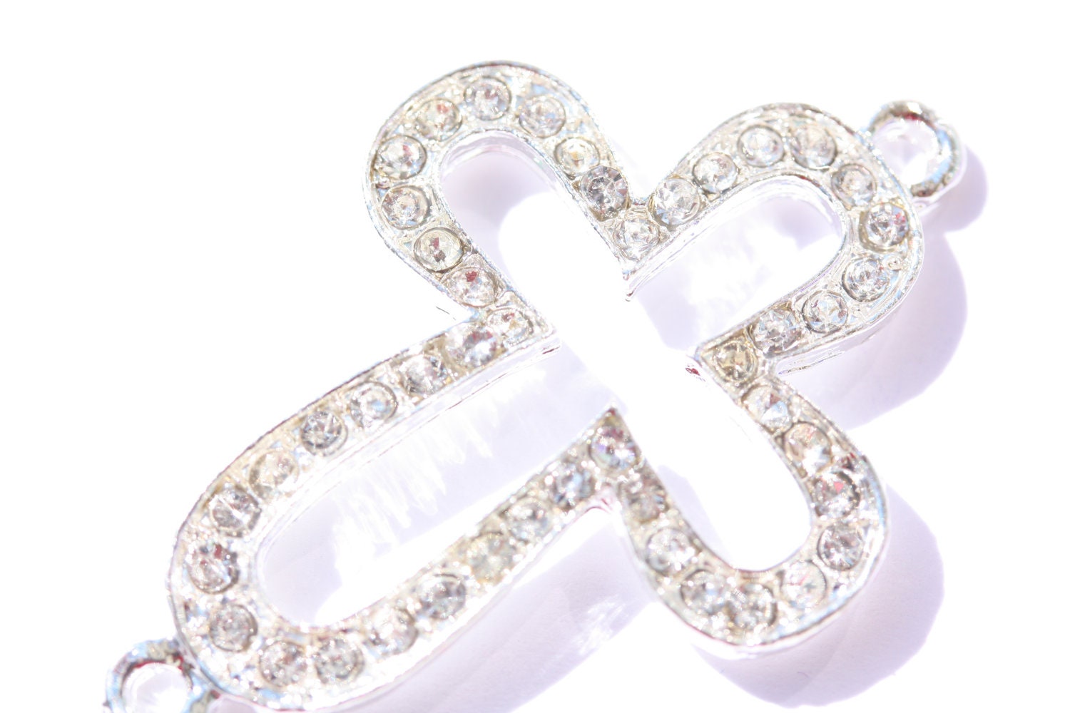 Silver Open Bubble Sideways CROSS CONNECTOR bracelet connector Basketball Wives Earrings