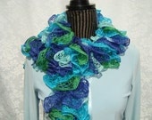 Sale.Ruffled Scarf.Turquoise.Green.Spring/Summer.Lace.Sparkle.Gift.Young Mom.Ready to ship.