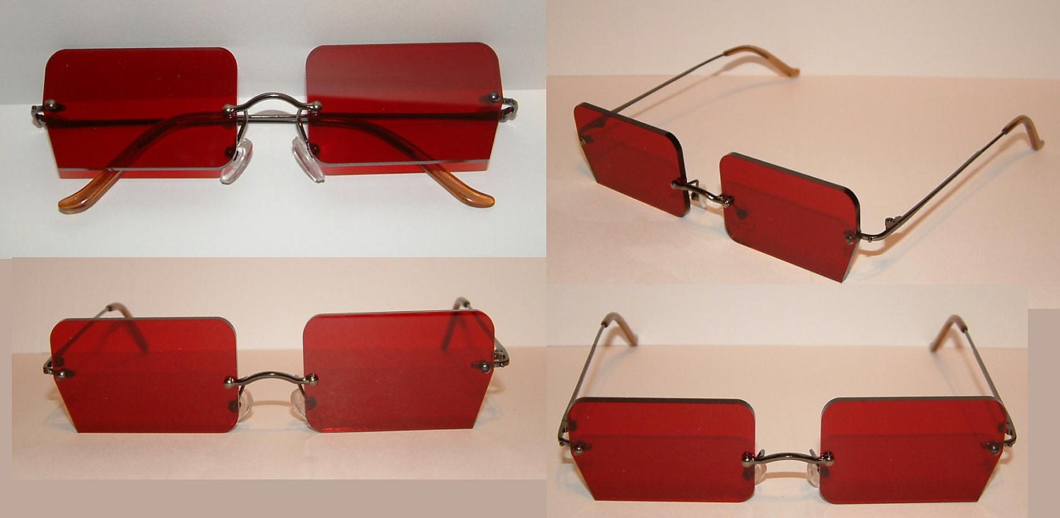 Red Rectangle Cosplay Costume Sunglasses Glasses