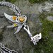 Wings of Icarus - Silver key steampunk pendant