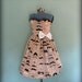 Vintage Inspired Mustache Print Womens Dress Tan and Black Full Skirt Size Medium