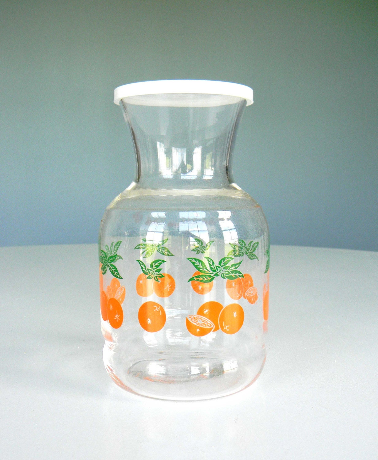 Vintage Orange Juice Pitcher Glass Decanter