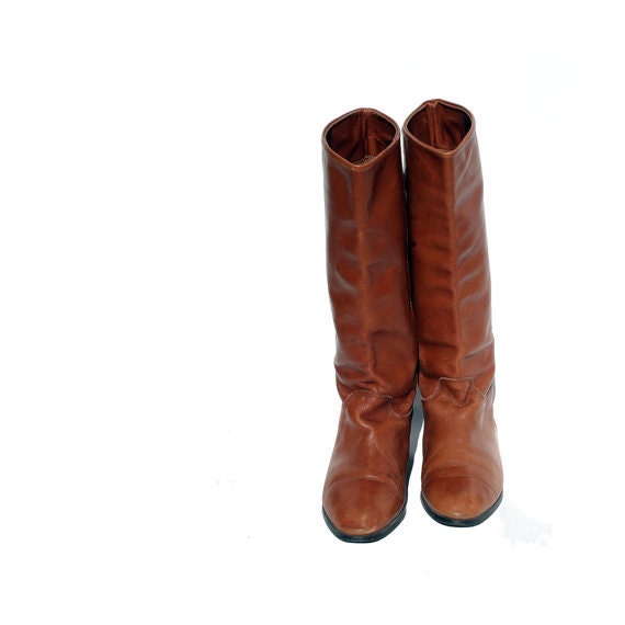 size 8.5 mocha brown Italian leather riding boots