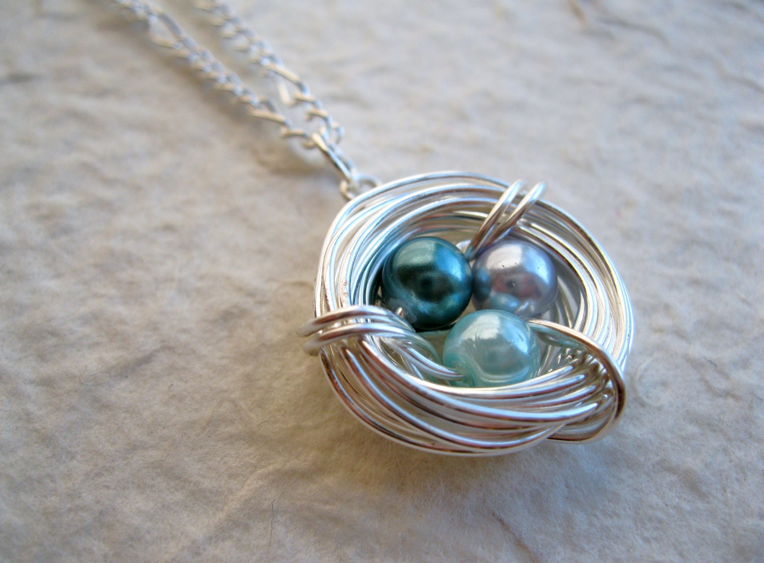 Bird's Nest Necklace - Blue Bird Necklace, Blue Bird's Nest Necklace, Purple Bird's Nest, Nest Necklace, Mother Necklace, Pregnancy