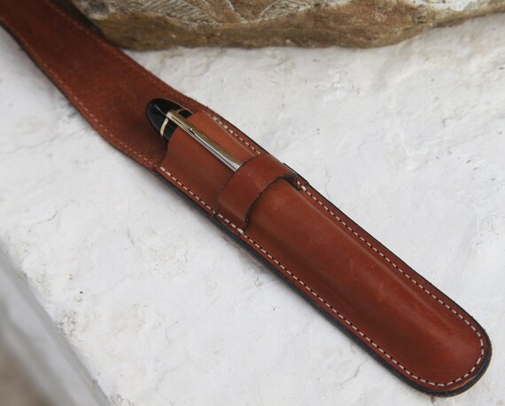 Leather Fountain Pen case Pumpkin by jodysvetegerard on Etsy