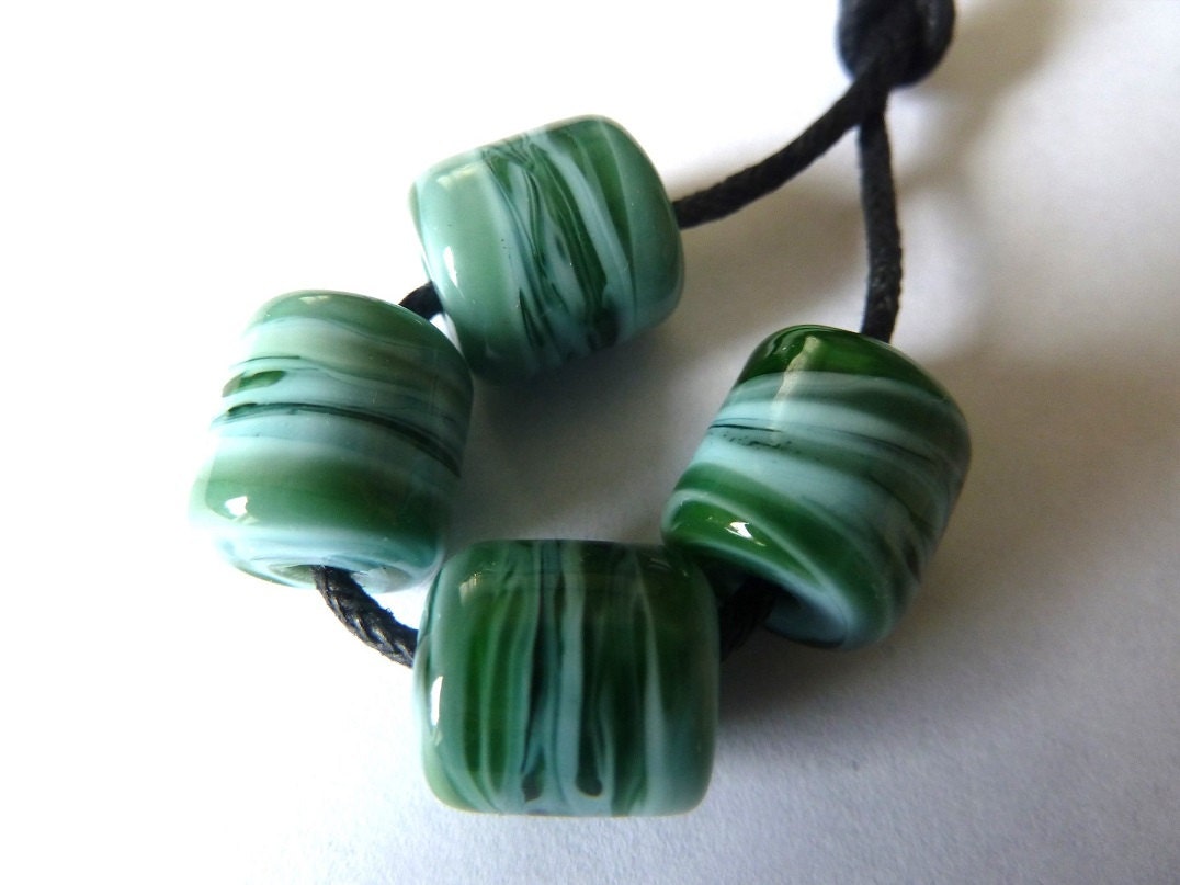 handmade lampwork glass beads, carribean sea barrels