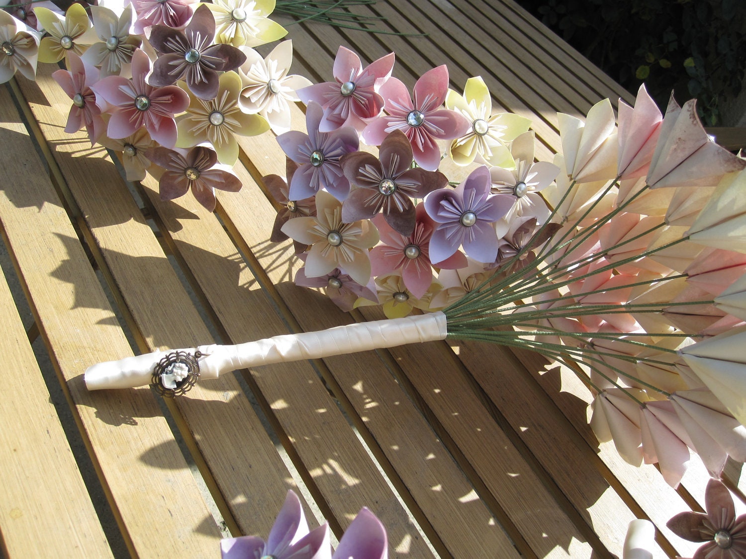Origami paper flower tea-dyed bouquet made to order