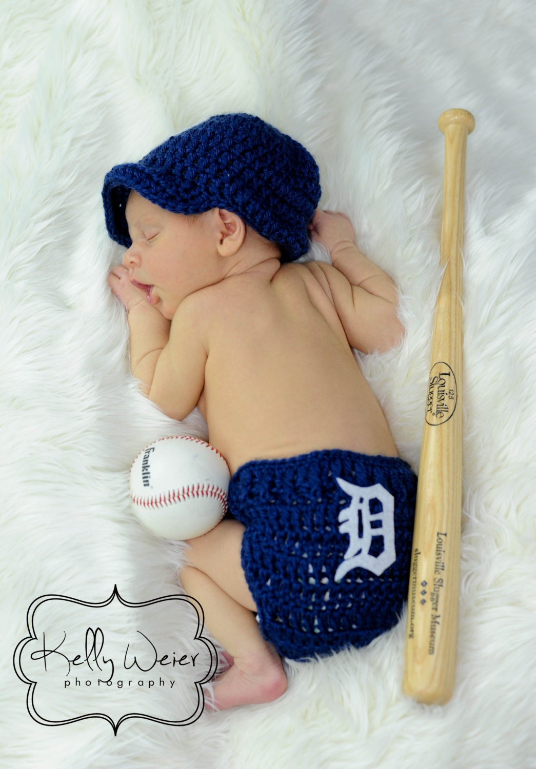 Detroit Tigers newsboy hat & Diaper cover  newborn