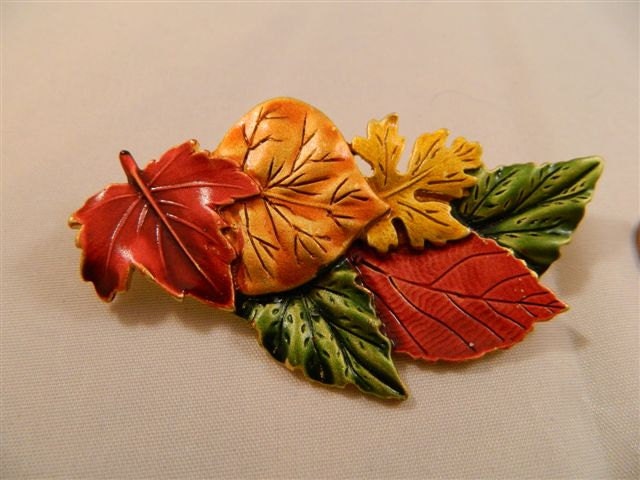 Bright Fall Leaves Vintage Pin from Tara
