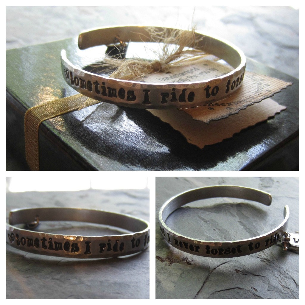 Personalized Hand Stamped Cuff Bracelet-Horse Quote-Equestrian Jewelry