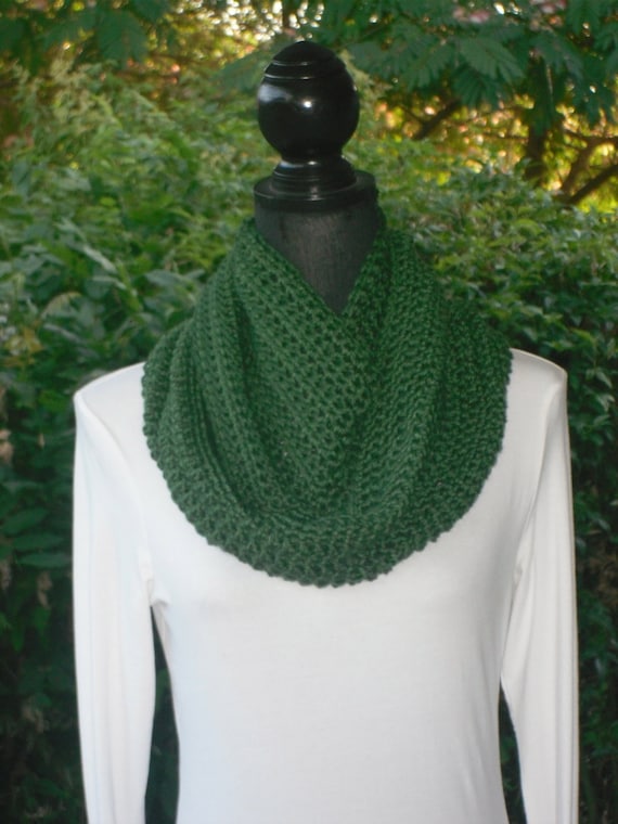Infinity Eternity Cowl Neck Warmer Scarf Dark Sage Cluster Crochet READY TO SHIP