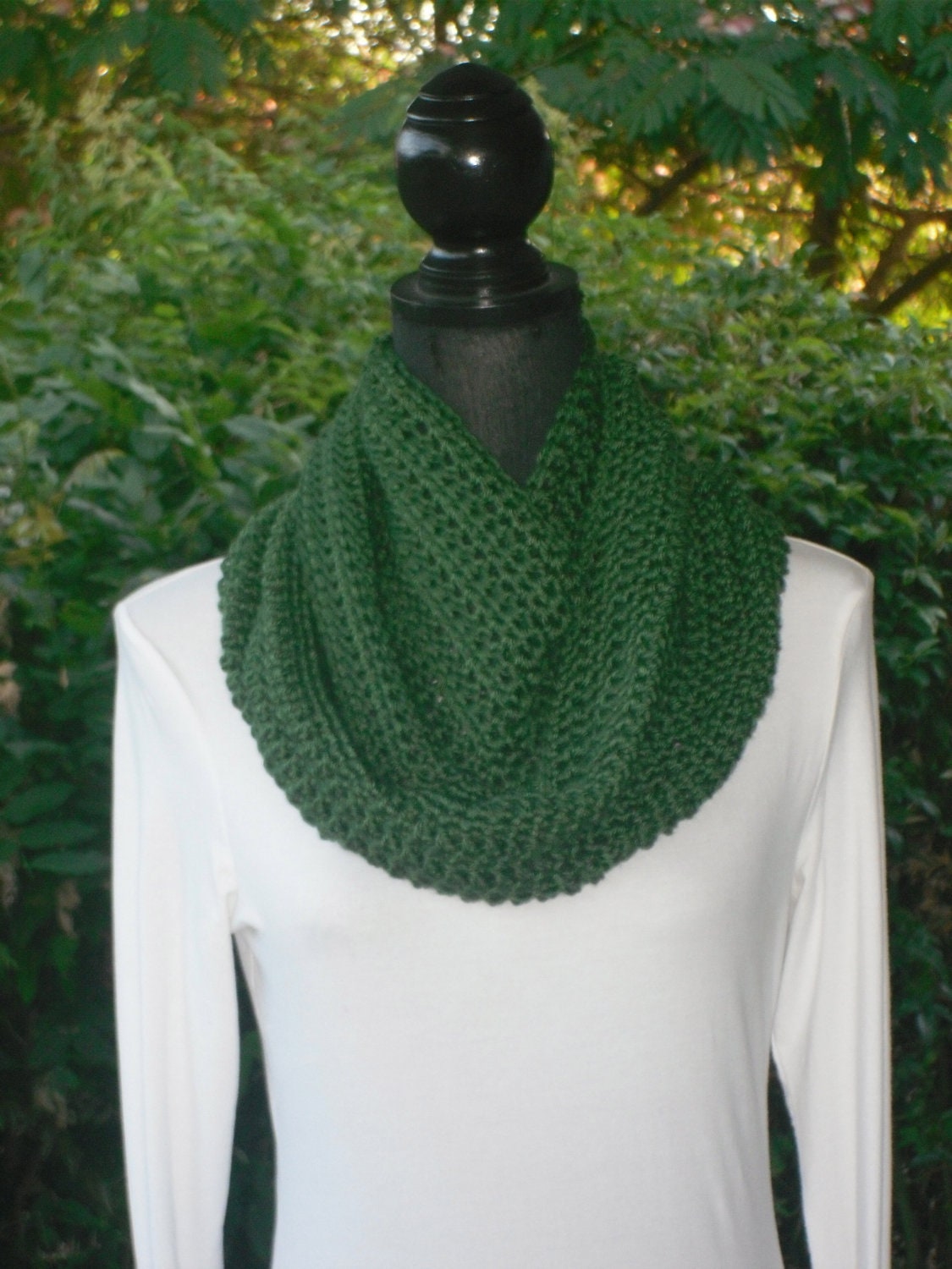 Infinity Eternity Cowl Neck Warmer Scarf Dark Sage Cluster Crochet READY TO SHIP