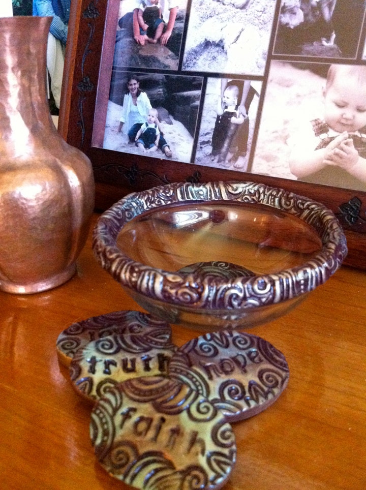 Set of Four Prayer Bowls and 16 Prayer Stones