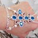 925 Silver Cross Slave Bracelet Ring. 925 Sterling Silver piece. Amethyst and Blue Blu Topaz Gemstone with Fresh Water Pearls. Genuine