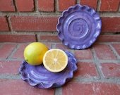 Set of 2 Lipstick Purple Swirly Scalloped Edge Plates