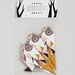 Pack of three origami Birds with pattern print, packed, Mustrard, Grey, Apricot