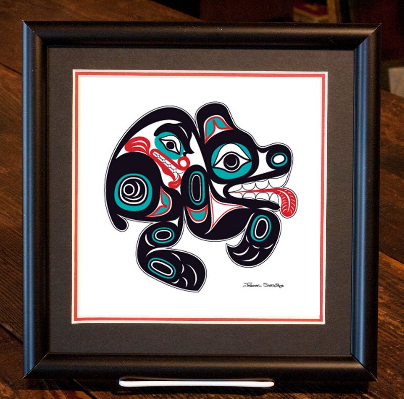 Framed 8 X 8 Giclée Print - Northwest Native American Bear