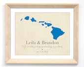 Unique Wedding Gift - Modern Wall Decor Print -  Hawaii or Your Choice of City, State, Colors