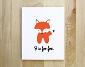 F is for Fox woodland animal nursery portrait illustration