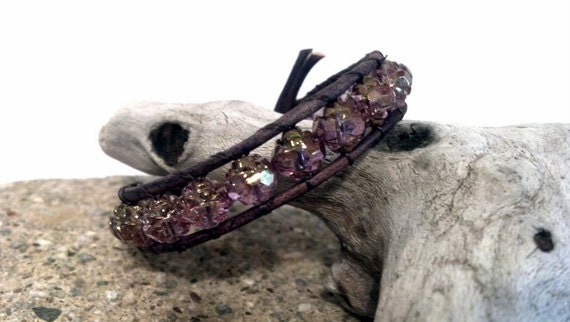 Fly Away, Amethyst Gold Beaded Leather Wrap Bracelet, Friendship Bracelet, Chan Luu, Mothers Day Gift