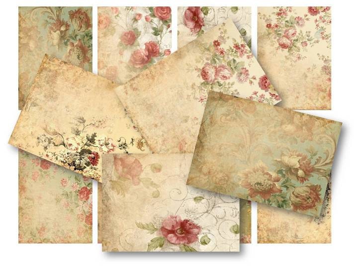 Vintage Floral Tags - Digital Collage Sheet Download - Set No.388