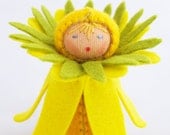 Easter Felt Daffodil Doll - Waldorf Yellow Miniature Flower Decor
