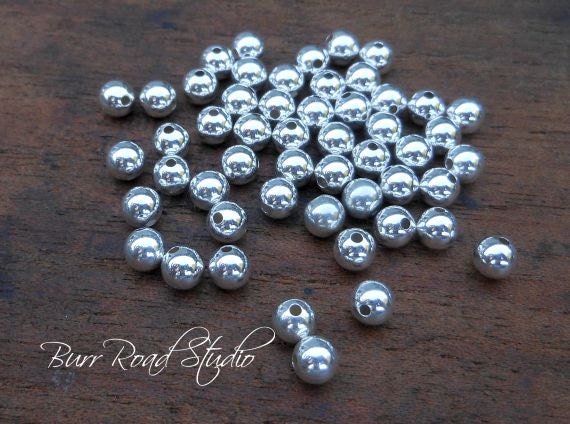 Sterling Silver Smooth Seamless Round 5mm Beads - B0014