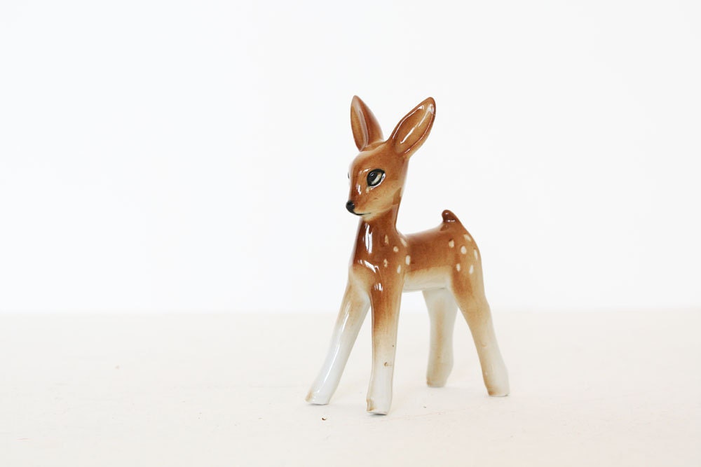 Vintage flocked deer figurine Christmas winter decoration ornaments